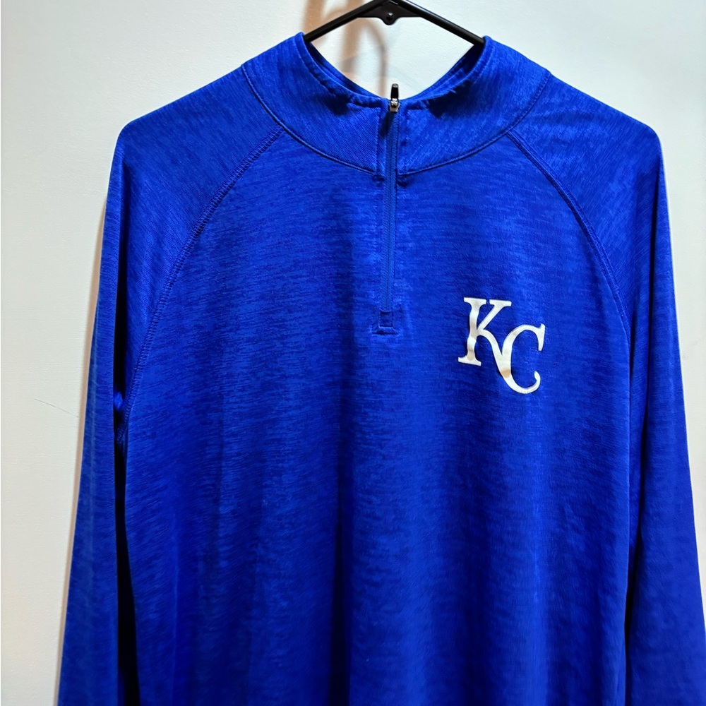 KC Embroidered Blue Quarter-Zip lightweight Pullover - Picture 3 of 12